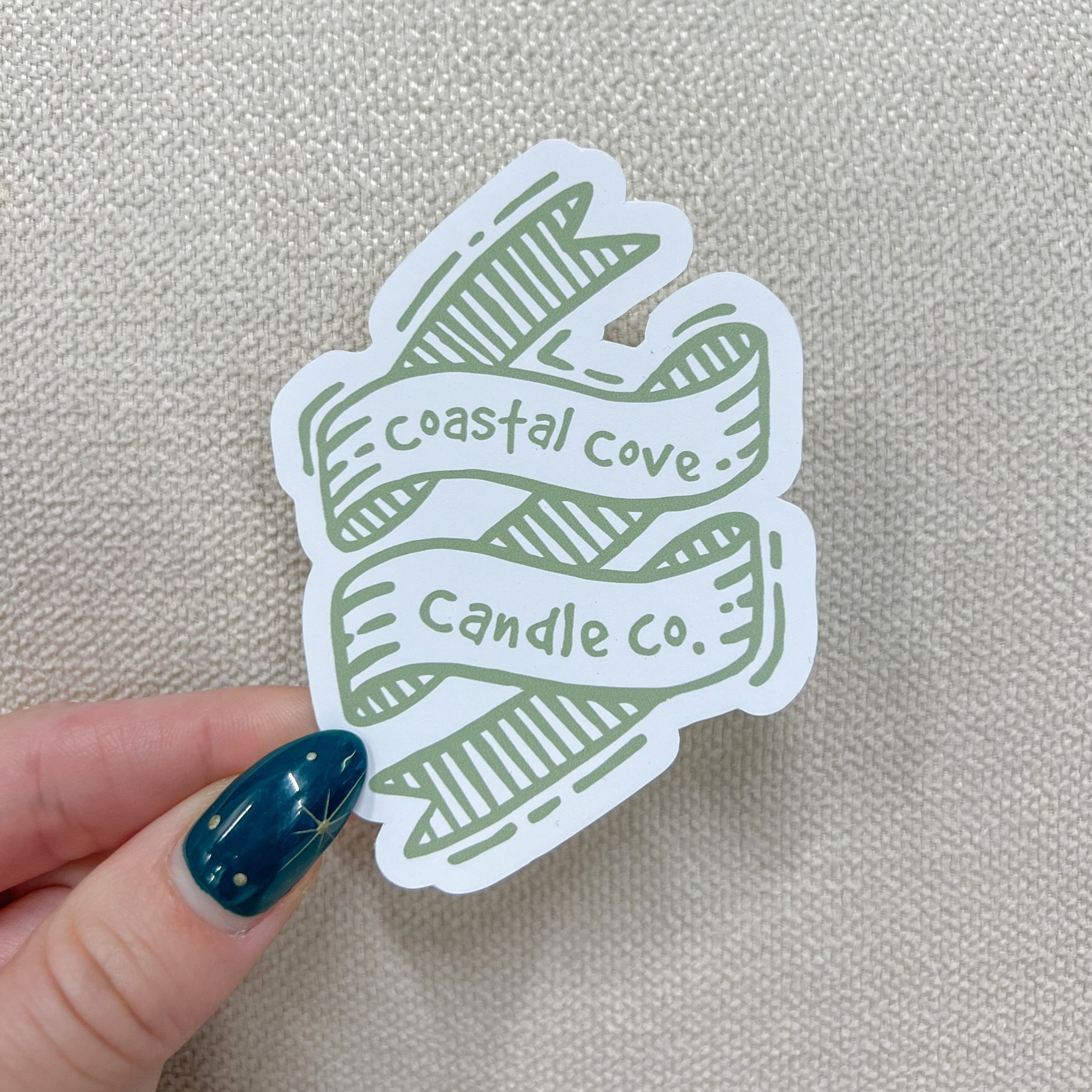 Coastal Cove Candle Co. Green Ribbon Sticker