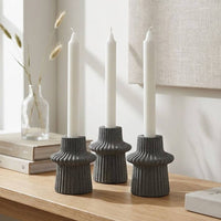 Concrete Modern Ribbed Taper Candle Holder