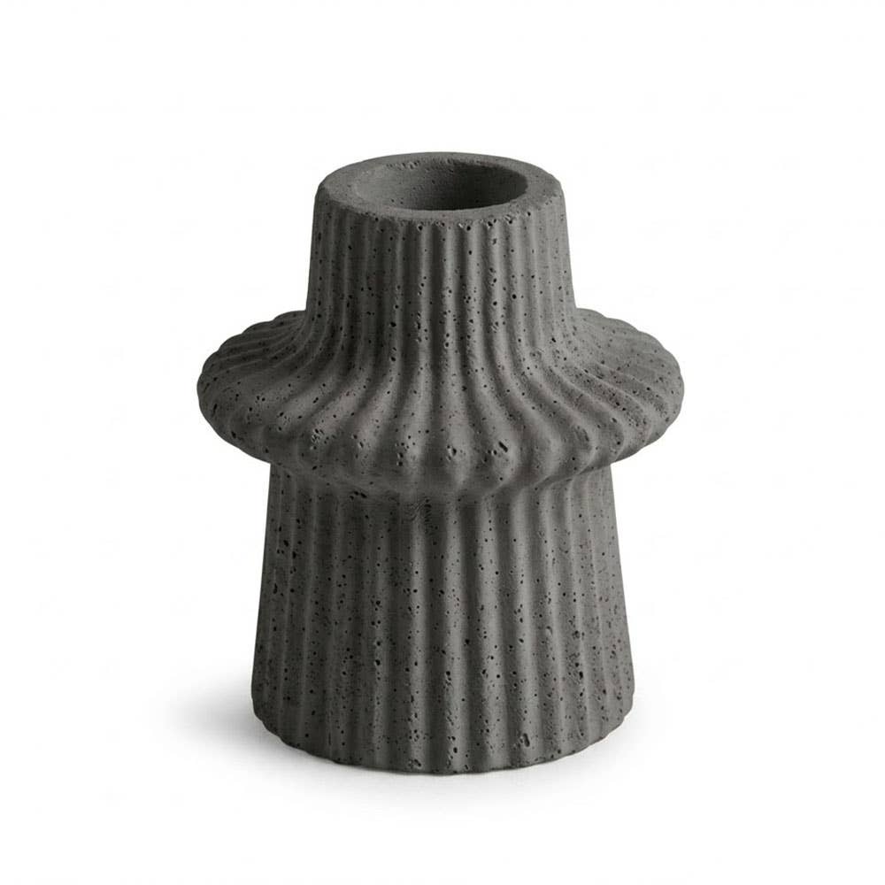 Concrete Modern Ribbed Taper Candle Holder